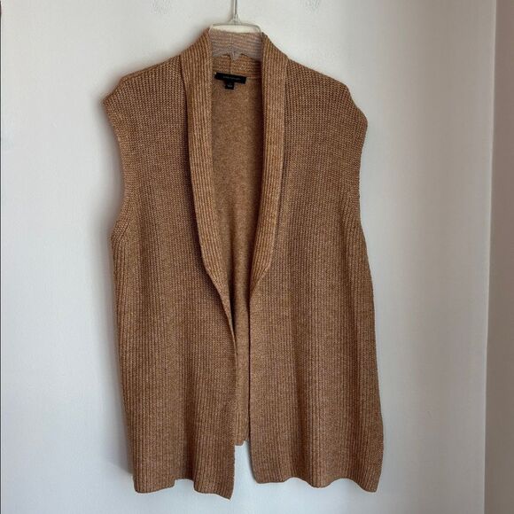 Ann Taylor Knit long Camel Knit Womens vest size XL brown layering fall sweater - Picture 1 of 9